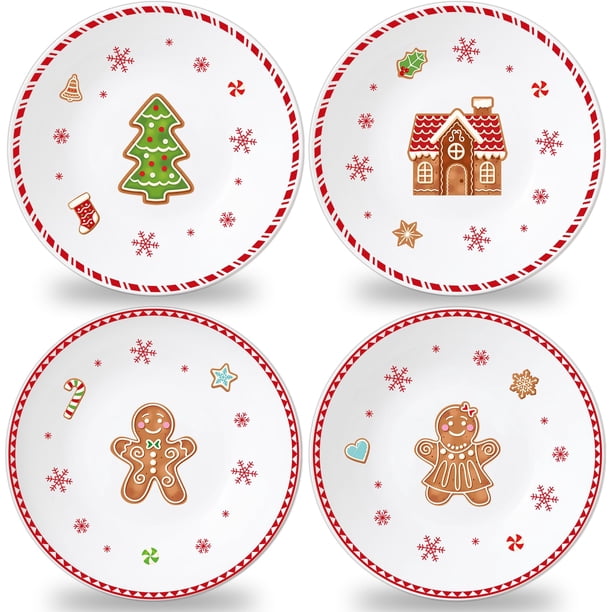 Juego de Platos para Cena de Navidad de Melamina con Diseño de Hombre de Jengibre 25 cm