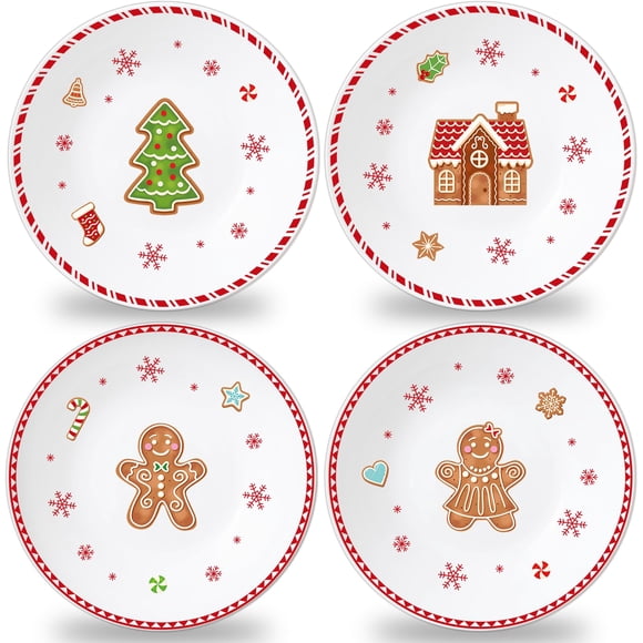 Juego de Platos para Cena de Navidad de Melamina con Diseño de Hombre de Jengibre 25 cm