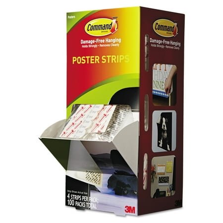 Command Poster Strips, 3/4" x 2-1/8", White, 100pk -MMM17024CABPK