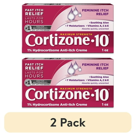 (2 pack) Cortizone-10 Maximum Strength 1% Hydrocortisone Feminine Anti-Itch Cream with Aloe & Vitamins A, C, E 1oz