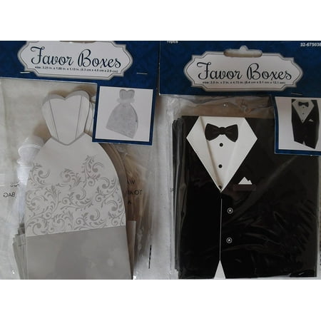 10pcs Wedding Favor Candy Box Bride Groom Tuxedo Dress Bridal