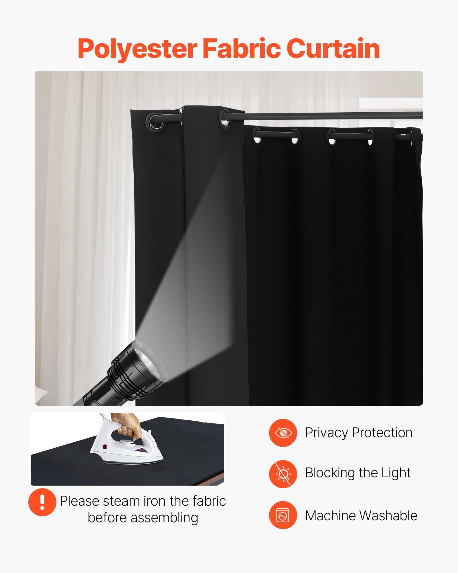 VEVOR Fitting Room, Portable Changing Room with Thick Polyester Curtains, Double Dressing Rooms with Partition Curtains, for Boutique, Mall, Studio, Tailor's Store & Office 79 x 39 x 79 in (Black)