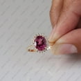thumbnail image 3 of Oval Cut Pink Tourmaline & Cubic Zirconia Halo Ring, 925 Sterling Silver Engagement Ring, Handmade Fine Jewelry, Prong Setting, Minimalist Ring., 3 of 5