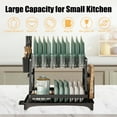 thumbnail image 2 of Dish Drying Rack for Kitchen Counter with Drainboard, Detachable Stainless Steel 2 Tier Large Dish Racks Drainer Sink Organizer with Utensils Holder and Cup Holder, Black, 2 of 11