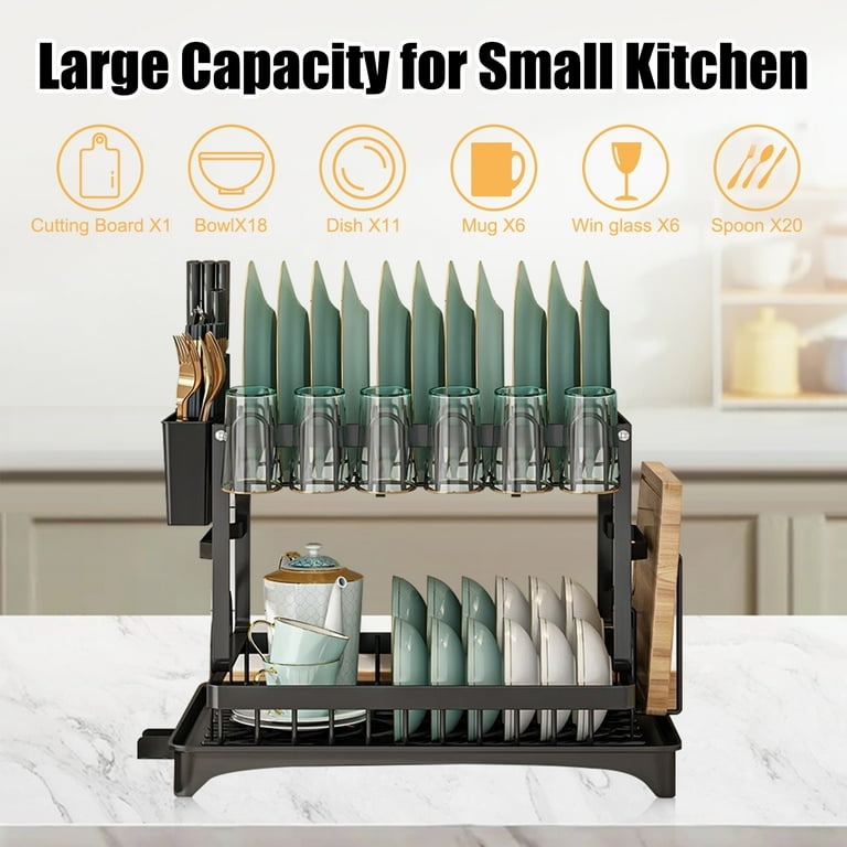 Over The Sink Dish Drying Rack with Drainage Stainless Steel Large Multifunctional Dish Racks Rustproof Dish Rack for Kitchen Counter Organization 2