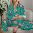 thumbnail image 6 of Daiia Starfish and Shell for Women's Long-Sleeved Pajama Set – Soft & Comfortable Sleepwear Button-Up Pajamas Cozy Lounge Wear-Medium, 6 of 7