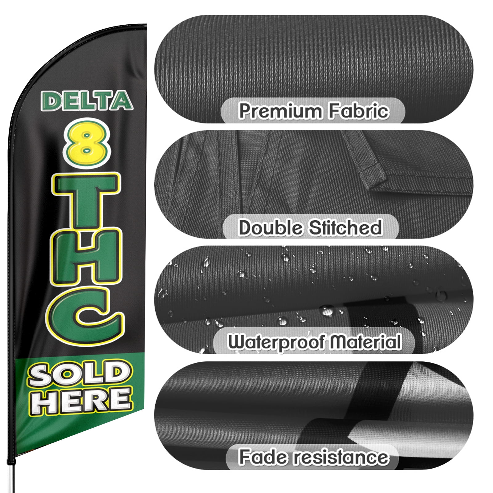 Delta 8 THC for Sale Here Sign Feather Flag with Pole Kit,8FT Sale  outdoor advertising flag,  Business Sign, Swooper Flag（FLAG ONLY)