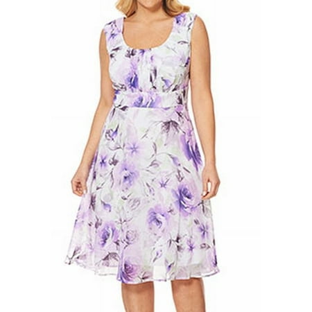 Connected - Connected NEW Purple White Women Size 16W Plus Floral Print ...