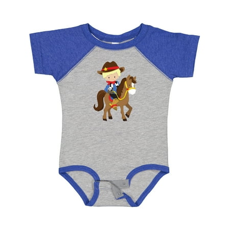 

Inktastic Cowboy Sheriff Horse Western Blond Hair Gift Baby Boy Bodysuit