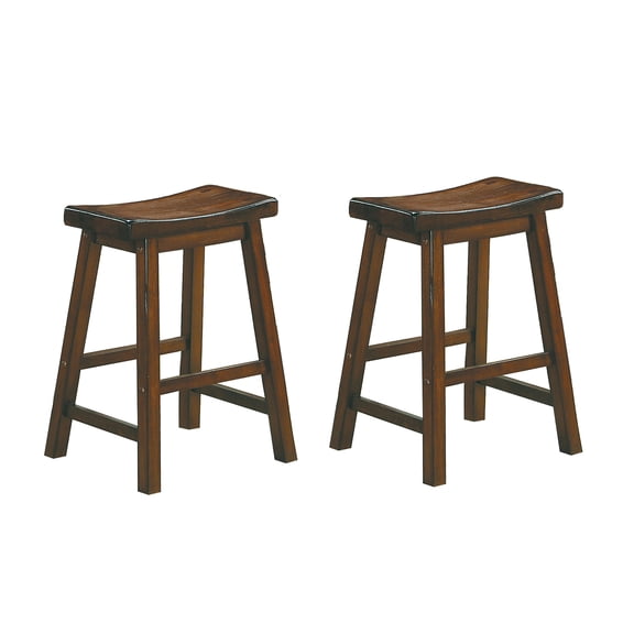 Nmkwnr 24" Solid Wood Counter Height Stools, Wine Red, 2 Pack