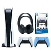 Sony Playstation 5 Disc Version (Sony PS5 Disc) with Extra Starlight Blue Controller, Black Pulse 3D Headset and Control Grip Pack Bundle