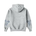 thumbnail image 5 of Stichou Womens Bow Graphic Hoodie Cute Bow Sweater Oversized Long Sleeve Fleece Sweatshirt Drop Shoulder Pullover Tops with Pocket Gray 2XL, 5 of 6