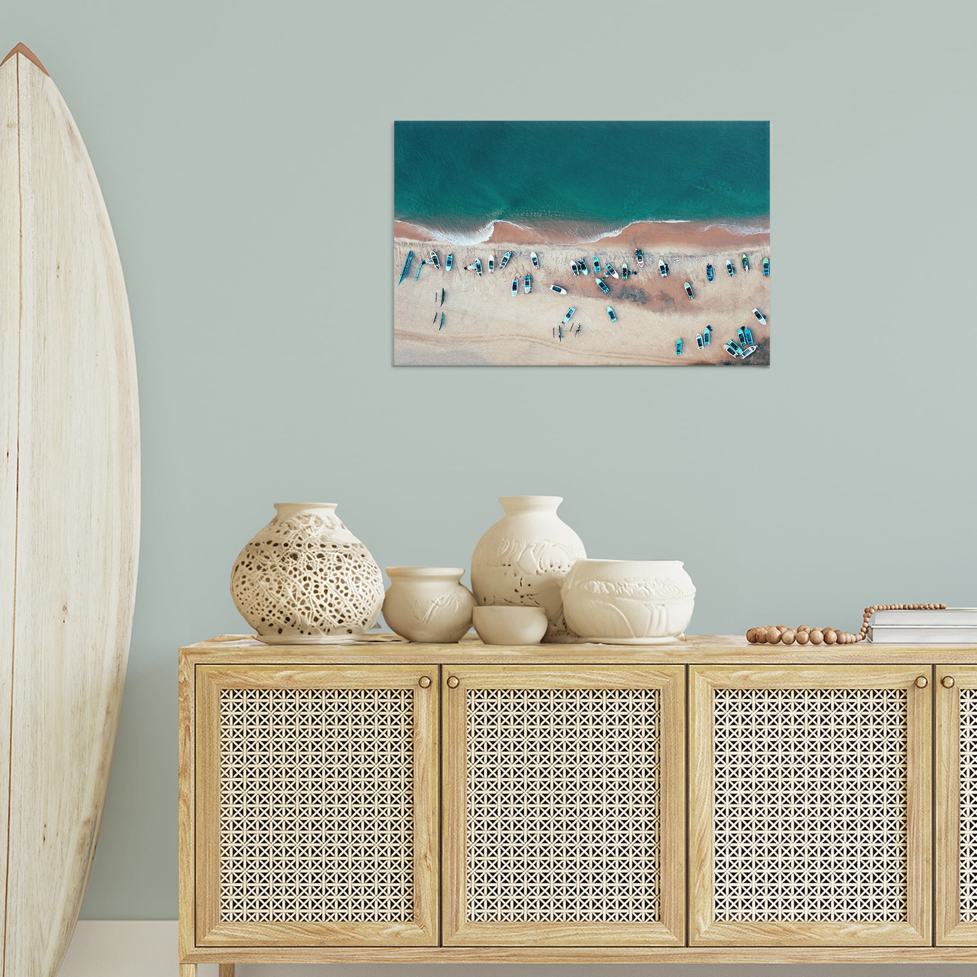 Stupell Industries Aerial Boats on Shore Nautical & Beach Photography Wrapped Canvas Art Print Wall Art, 30 x 20