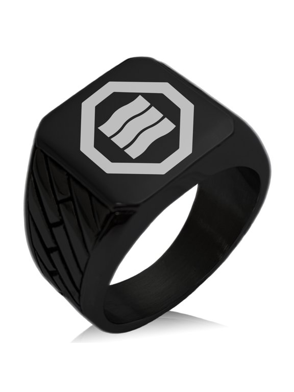 Stainless Steel Kurushima Samurai Crest Geometric Pattern Biker Style Polished Ring