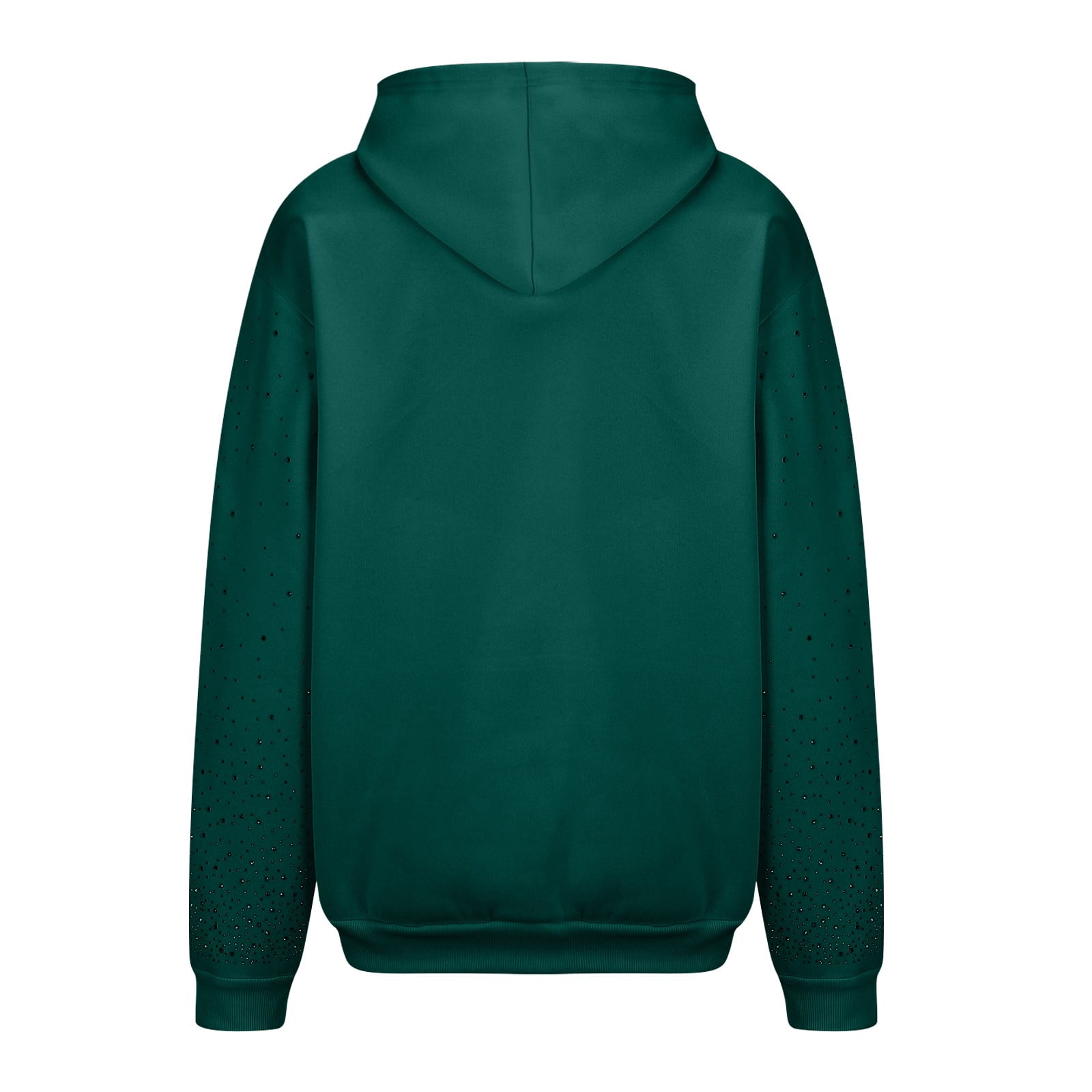 Women's Rhinestone Encrusted Hooded Sweatshirt, Comfortable Fleece Lined Pullover with Sparkle Design, Fashionable Casual Winter Wear for Autumn and Winter Seasons, Daily Use and Cold Weather