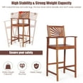 thumbnail image 6 of Costway Set of 2 Bar Stools 29inch Acacia Wood Pub Chairs Outdoor w/ Armrests, 6 of 11