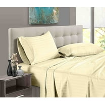 Easy Bedding Bed Sheet Sets, 300TC 4 Piece Bedding, 16 Inch Deep Pocket Luxury Soft, 100% Cotton- Ivory Stripe, Twin-XXL Size