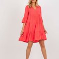 thumbnail image 3 of QUYUON Women Tunic Swing Dress Casual Loose V-Neck Puff Short Sleeve Summer Dresses Pleated A-Line Ruffle Dress Cocktail Party T-Shirt Short Dresses Beach Sundress, Watermelon Red S, 3 of 7