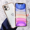 thumbnail image 3 of for iPhone 12 Pro Max Case Women Girls, Cute Heart Design with Luxury Plating Bumper, Soft TPU Shockproof Back Cover with Full Camera Protection for iPhone 12 Pro Max Phone Case, White, 3 of 6
