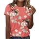 thumbnail image 2 of Fiudx Camisas para Mujer Blusa Holgada Estampada con Cuello Redondo Retro de Manga Corta a La Moda para Mujer, 2 of 4