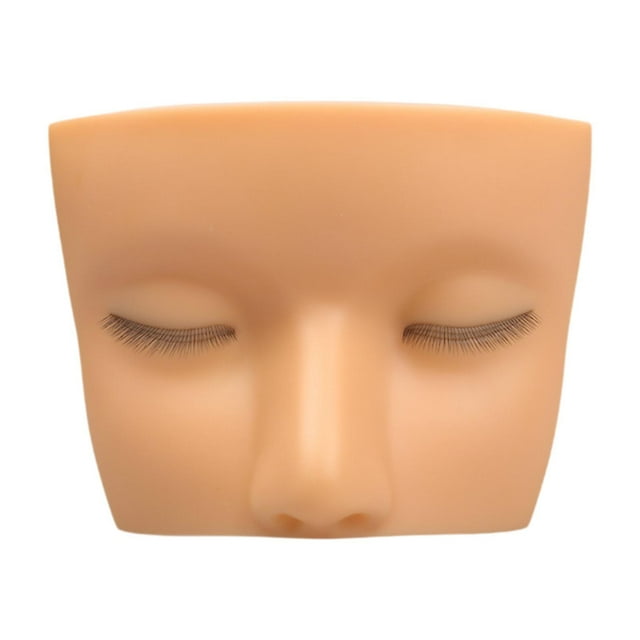 Cabeza de maniquí de pestañas, muñeca de cosmetología, extensión de pestañas de silicona, cara de práctica de pestañas, para práctica de maquillaje, Piel amarilla