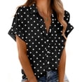 thumbnail image 1 of Vestido de manga corta con botones para mujer Shirt Mintreus, blanco y negro, 1 of 7