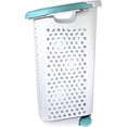 thumbnail image 2 of 2 Bushel Rolling Plastic Laundry Hamper with Pop-up Handle, White, 2 Pack, 2 of 3