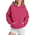 thumbnail image 2 of Edvintorg Sweatshirts for Teen Girls Women's Hoodies Fashion Solid Long Sleeve Casual Pullover Tops Sweatshirt with Pocket Fall Clothes, 2 of 5