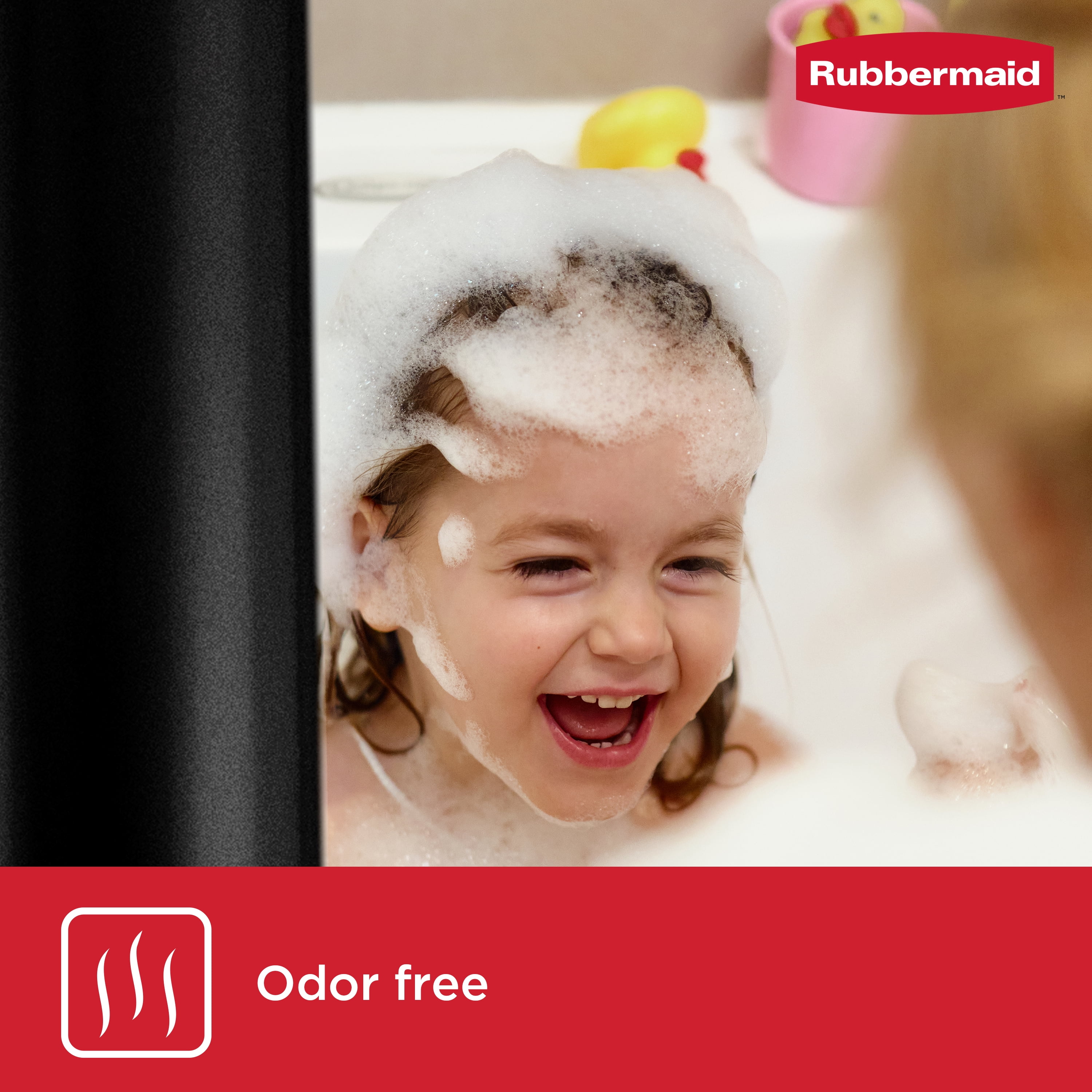 Rubbermaid Black Waterproof Fabric Shower Curtain Liner, 70" x 72"