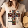 thumbnail image 4 of Faith 2 Peter 1:5-7 Christian Bible Verse Ornate Cross T-Shirt, Black, Size M, 4 of 6