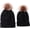 Black, variant on 2 count Parent- Hat, Mother & Daughter/Son Winter Warm Knit Hat Family Crochet Beanie Cap with Pom Pom