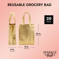 thumbnail image 3 of Non Woven Reusable Tote Bags, Metallic Gold Gift Bags with Handles (10x8 In, 20 Pack), 3 of 7