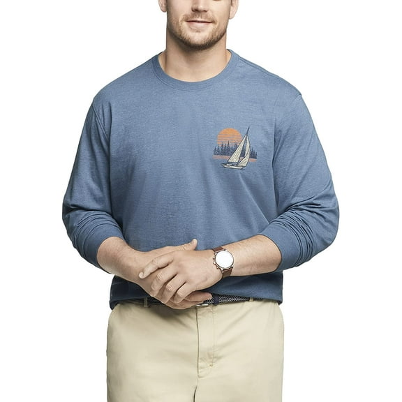 IZOD Saltwater Mens Big & Tall Vintage Indigo Long Sleeve T-Shirt 2XL