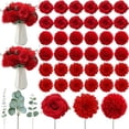 thumbnail image 2 of 98 Pcs Artificial Flowers Bouquet Assorted Faux Flowers Heads with Stem Eucalyptus Leaves Silk Floral Table Centerpiece for DIY Wedding Party Wreath Home Decor Red Color, 2 of 7