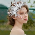 thumbnail image 4 of White Feathered Hair Clip Tiaras with Crystals for Bridal Wedding and Party Headpiece Hair Accessories for Women Girls, 4 of 12