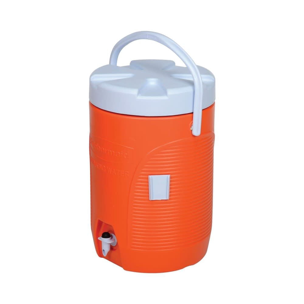 Rubbermaid Commercial Insulated Beverage Container, 3gal, 11" dia x 16 7/10h, Orange/White