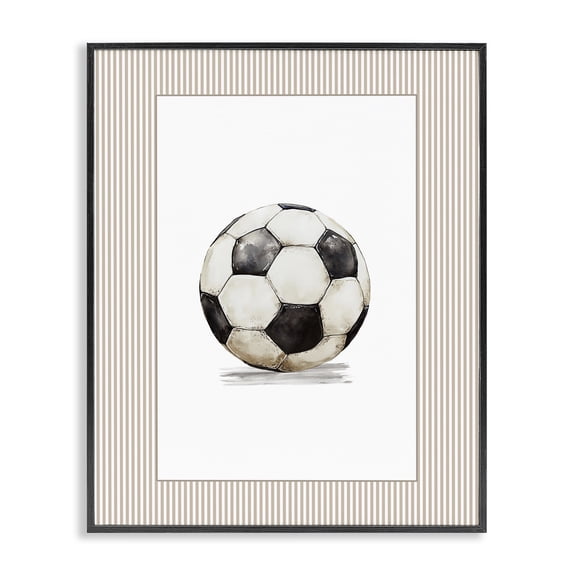 Stupell Industries Traditional Vintage Sports Soccer Ball Black Framed Giclee Art, 11 x 14, by Christine Simpson Art