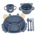 thumbnail image 5 of WHAMVOX 1 Set of Baby Tableware Wheat Straw Dining Plate Cutlery Baby Dining Tray, 5 of 8