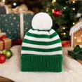 thumbnail image 6 of Voska Kid's Green Red Striped Christmas Beanie Hat Winter Warm Stretchy Knit Ear Cover Cap Unisex Boys Girls Holiday Daily C, 6 of 6