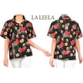 thumbnail image 4 of HAPPY BAY Women's Casual Beach Hawaiian Blouses Shirt Hawaii Blouse Short Sleeve Dress Tops Tee Button Down Shirts for Women XXL Valentine Hearts, Black, 4 of 5