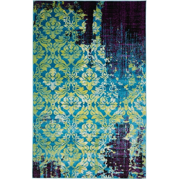 Unique Loom Aegean Imperial Rug Blue/Black 5' 1" x 8' Rectangle Damask Bohemian Perfect For Living Room Bed Room Dining Room Office