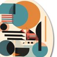 thumbnail image 3 of Designart "Contemplative Space Orange and Blue I" Minimalism Metal Round Art Living Room, 3 of 5