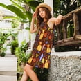 thumbnail image 2 of Easygdp colorful fox para Vestido Transpirable de Mujer, Vestido Suelto de Manga Corta con Pliegues y Bolsillos para el Verano, 2 of 7