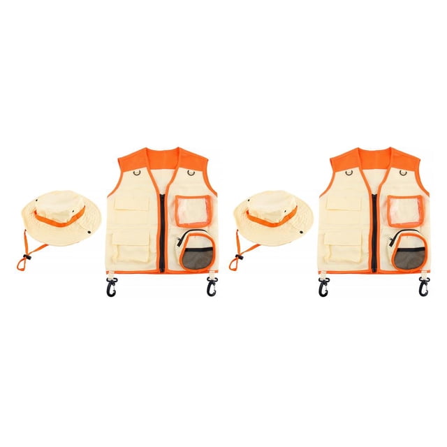 Vogacara Niños Insect Explorer Vest Hat Kit Niños al aire libre Disfraces de aventura Niños Niñas Traje de cosplay con múltiples bolsillos Type1 NO1