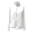 thumbnail image 4 of Fiaer,Half Zip Plus Size Sweatshirts for Women,Womens Loose Fit Casual Trendy Long Sleeve Lapel Collared V Neck Pullovers with Pocket White XL, 4 of 4