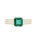 thumbnail image 5 of Rosec Jewels Asscher Cut Lab Grown Emerald Solitaire Ring for Women with Diamond, 10K Yellow Gold, US 9.00, 5 of 9