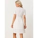 thumbnail image 4 of 2023 Primavera Verano vestido floral para mujer manga corta escote en V cinturón hasta la rodilla vestido blanco XL, 4 of 6