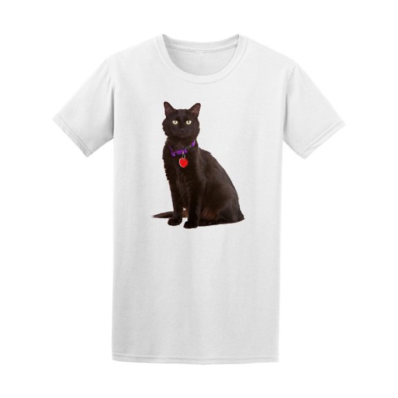 Black Cat Wearing Collar And Tag Tee Men's -Image by Shutterstock