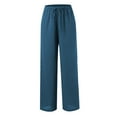 thumbnail image 5 of Lixiuxyad Women Flowy Pants Women's Casual Loose Fit High Waist Drawstring Pants With Side Pockets Blue, 5 of 6