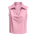 thumbnail image 4 of Satin Silk Tank Tops Sleeveless Collared Cowl Neck Camisole Shirts Dressy Casual Business Work Office Shirts Outfits Elegant Ruched Camisole Top Lightweight Basic Layered Satin Top Pink Xl, 4 of 4